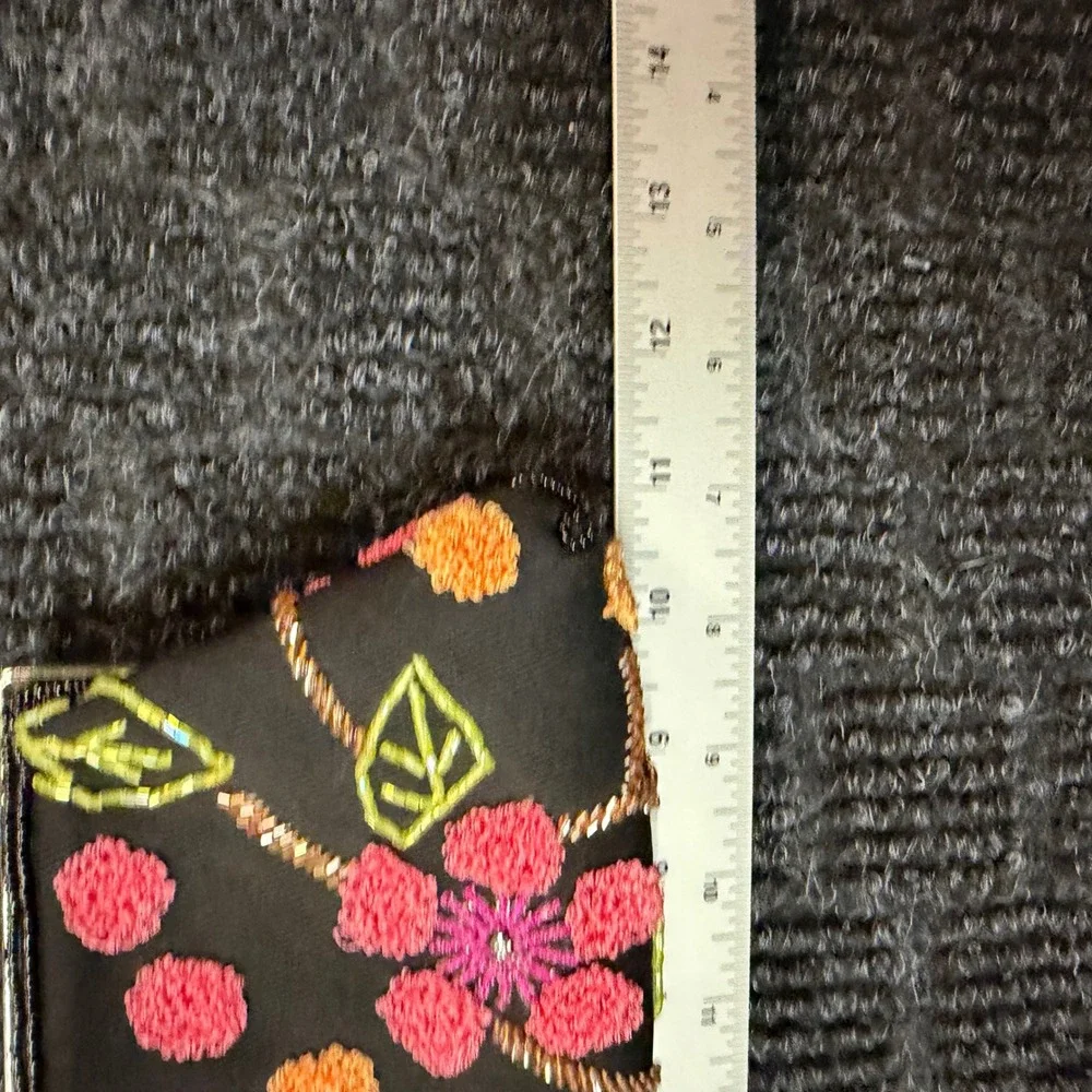 Beaded Handbag Womens OS Black Good Vintage Floral Kiss Lock Clutch